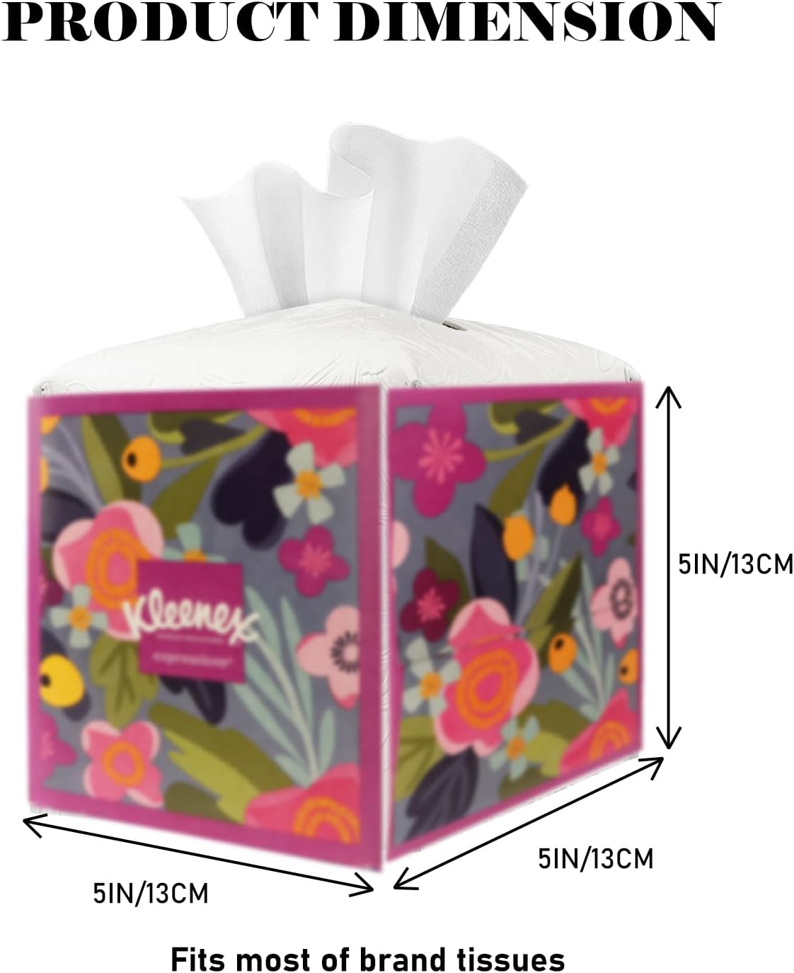 Tissue Box Holder Cover Square Tissue Cube Cover PU Leather Tissue Organizer with Bottom Belt for Bathroom, Tabletop, Kitchen, Night Stands, Office, Home, Car (2, White)