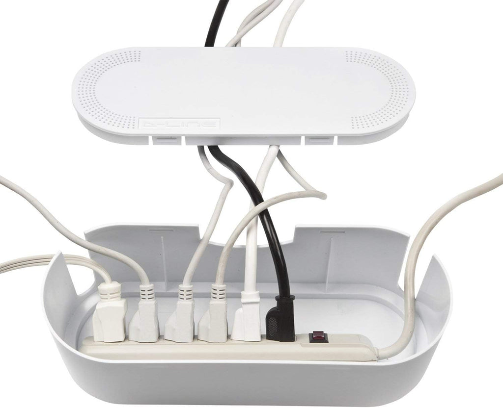 D-Line Cable Management Box (Small) & Cable Organizer Zipper (8.2ft Length) - White