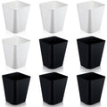Hoolerry 9 Pieces Garbage Can 2 Gallon Small Trash Cans Bulk Bathroom Trash Bin Plastic Wastebasket Square for Bedroom Slim Bathroom Trashcan Small Container for Kitchen Office Home (Black,White)