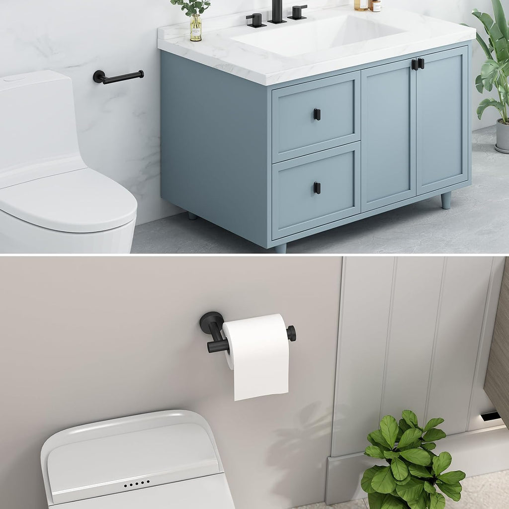 Angle Simple Toilet Paper Holder Matte Black, Toilet Roll Hanger for Wall