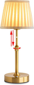 Cordless Rechargeable LED Table Lamp with Telescopic Pole, 5200mAh Touch Control 3-Level Brightness Battery Powered Table Light, for Kitchen Patio Restaurant (Gold)