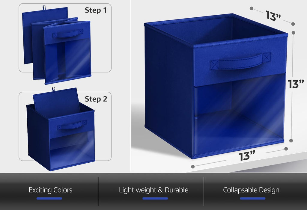 Sorbus 6-Pack Fabric Storage Cubes (13 Inch, Deep Rainbow with Window)