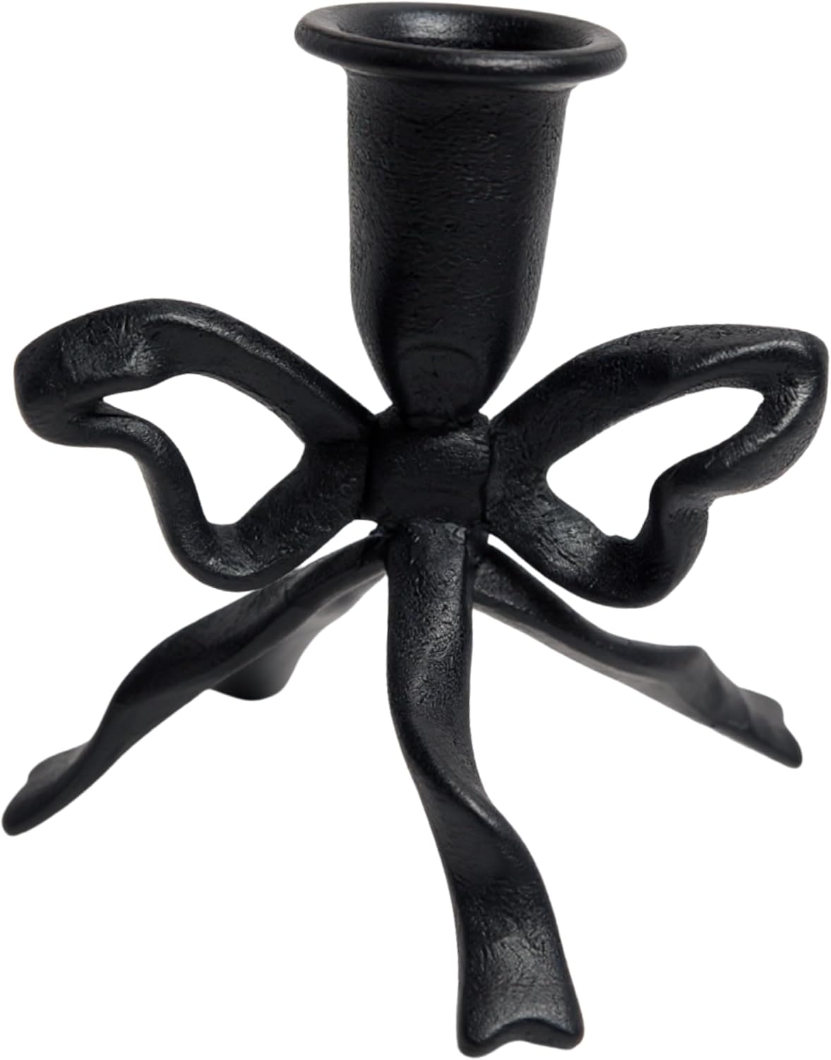 Bow Candle Holder, Bow Metal Taper Candle Holder 5" H x 4.81 W, Gold, Black, Decorative Candle Holders for Centerpiece, Table, Wedding (Black)