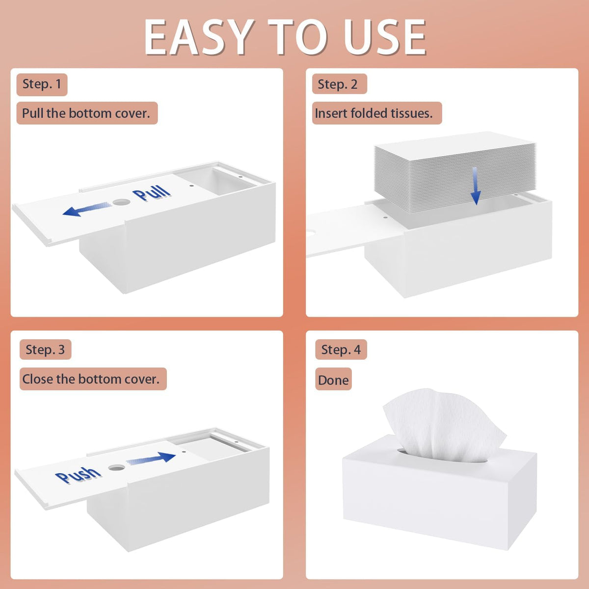 SILUT Matte White Rectangle Acrylic Tissue Box Cover