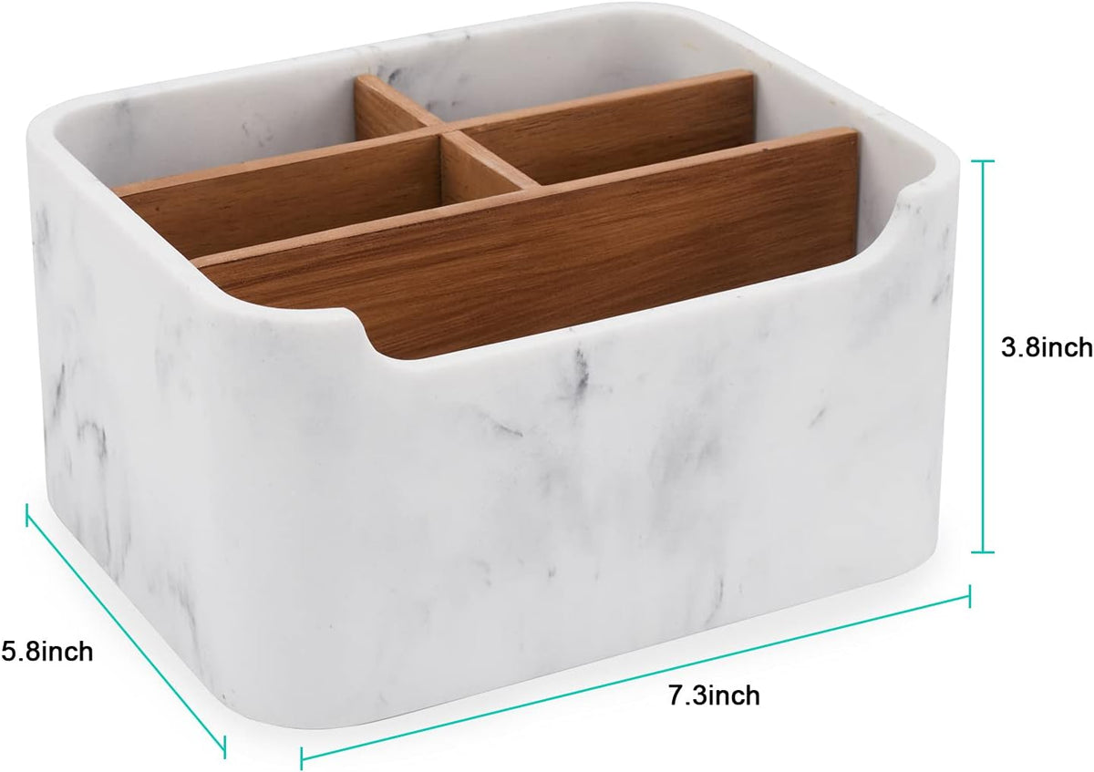 2 Pack Remote Control Holders, Desk Organizers with Dividers,White