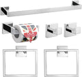 TQKAG 6-Piece Towel Bar Set, 23.6" Bathroom Hardware Set, Polished Chrome