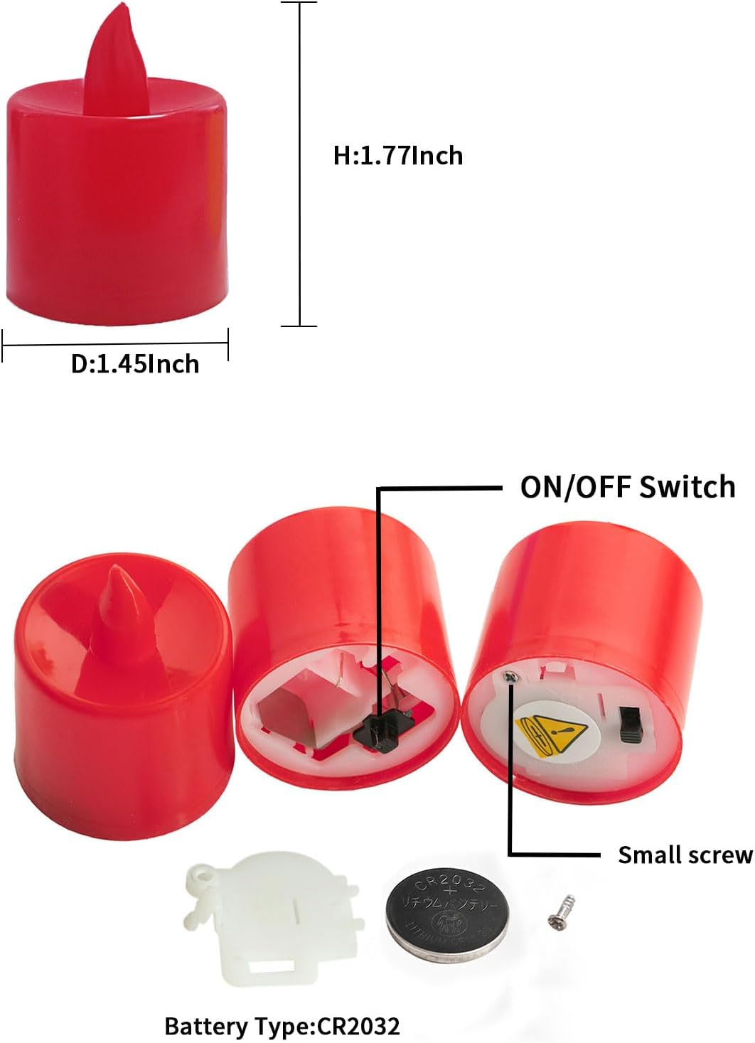 LANKER 24 Pack Flameless Led Tea Lights Candles, Flickering Red Candles (Red)