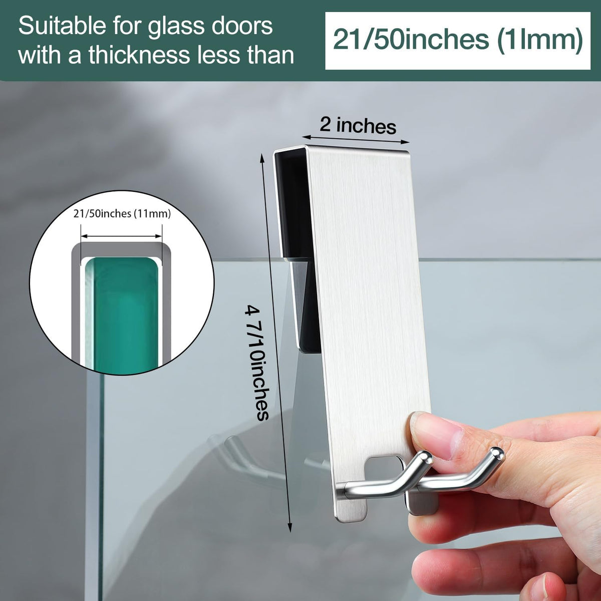 Taozun Shower Door Hooks, 2 Pack Towel Hooks for Frameless Glass Door