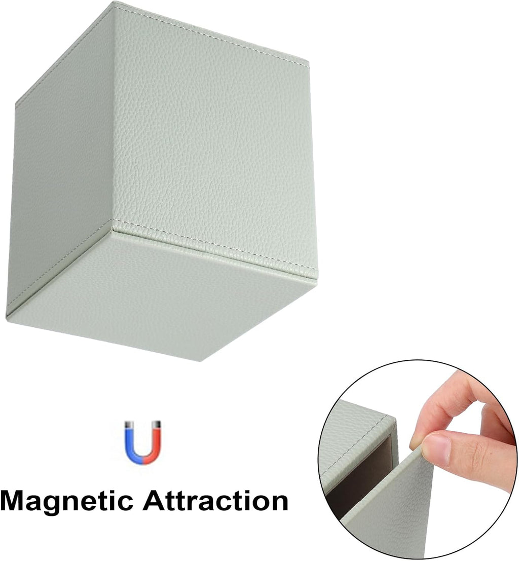 Sumnacon Tissue Box Cover Square,Magnetic Bottom PU Tissue Box Holder,Green