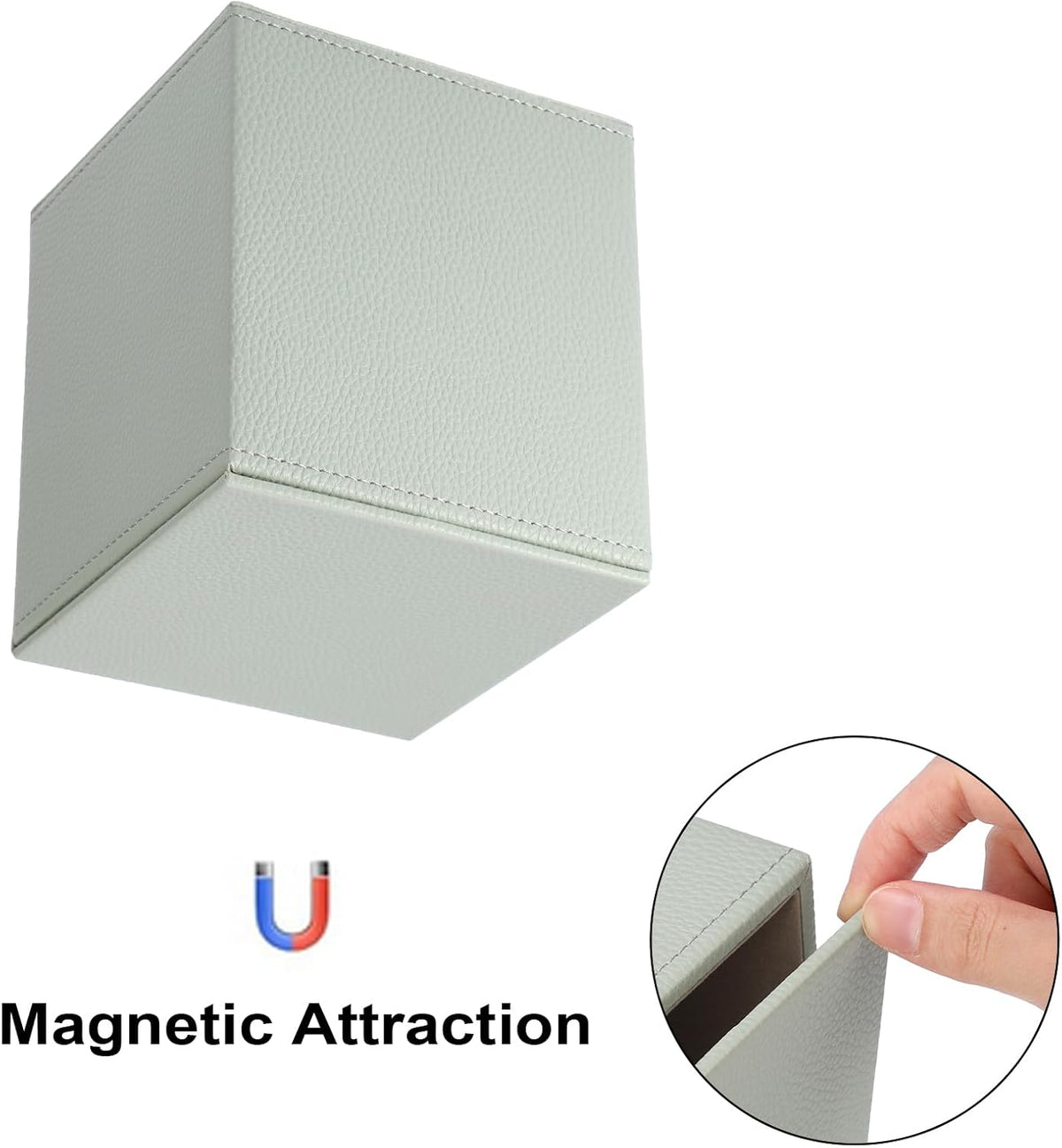 Sumnacon Tissue Box Cover Square,Magnetic Bottom PU Tissue Box Holder,Green