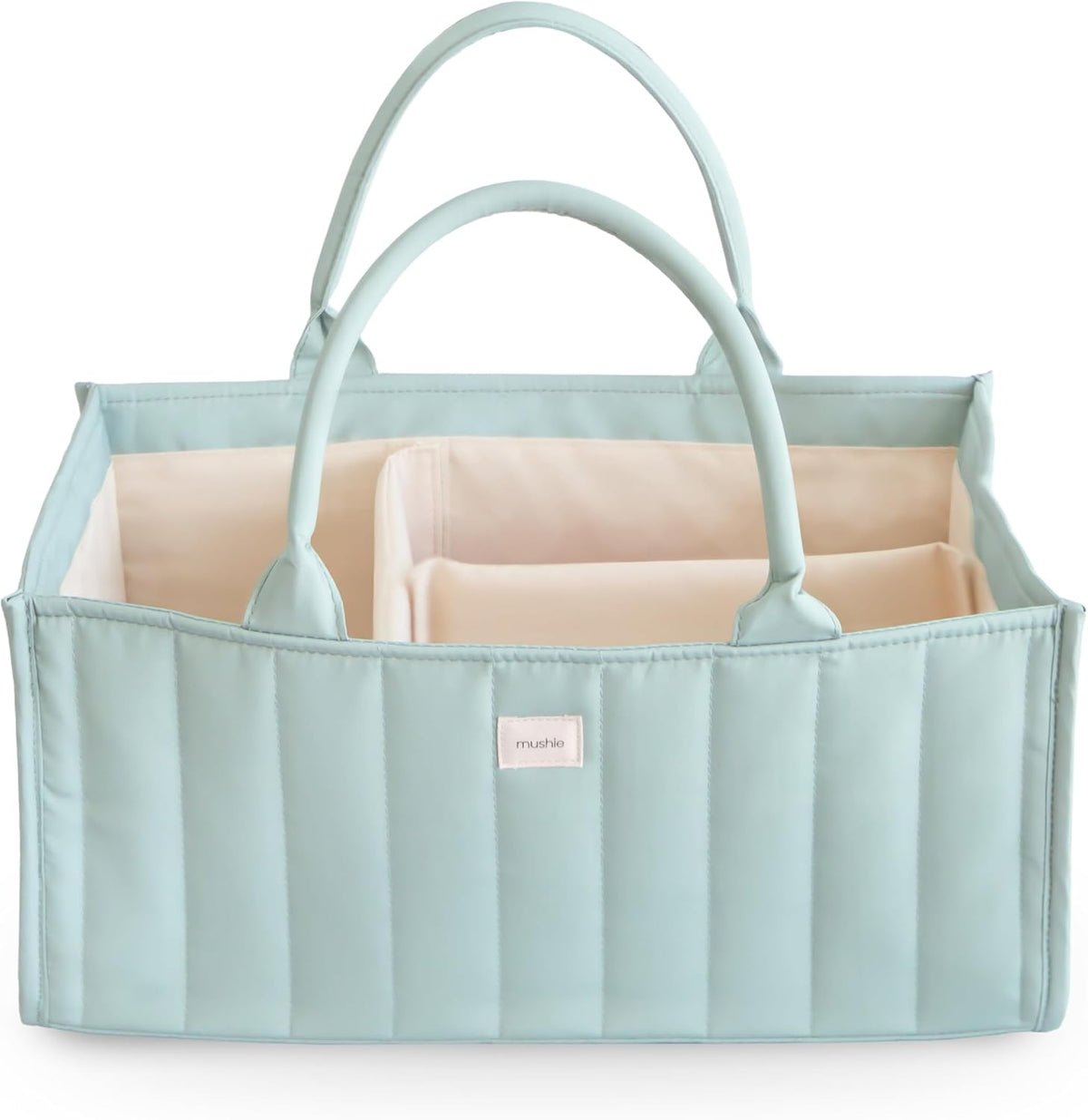 mushie Baby Diaper Caddy | Newborn Essentials Organizer (Roman Green)