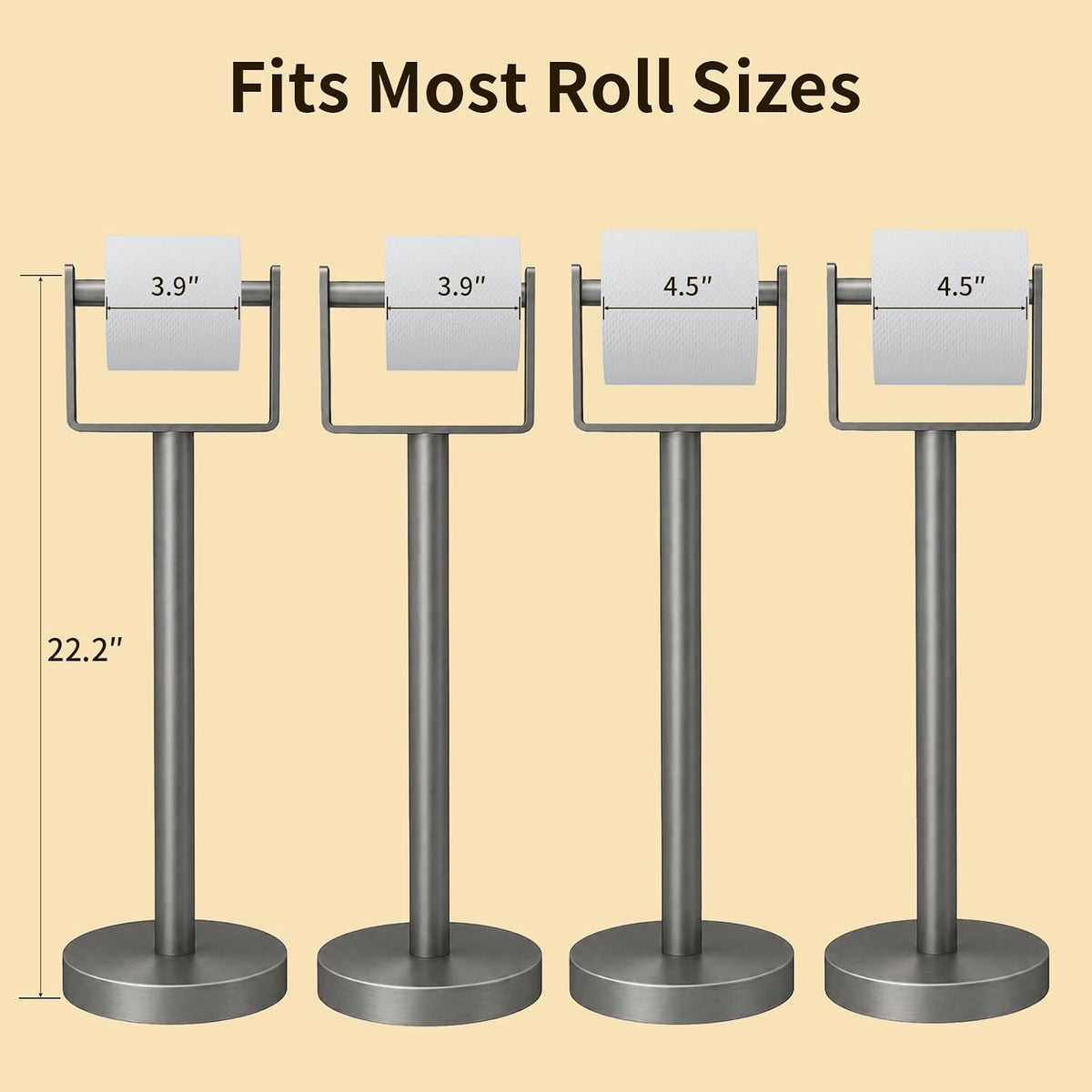 YUMORE Toilet Paper Holder Stand, Extra-Weighted Base, Brushed Graphite