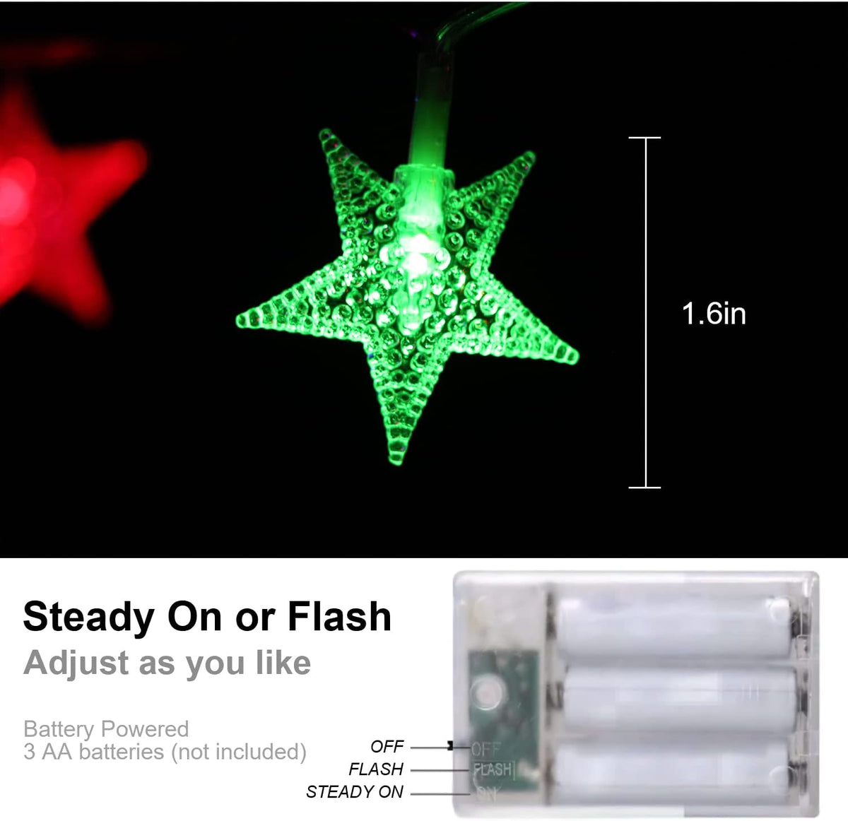 ITICdecor Battery Operated Star Lights 15FT 30LED Multicolor