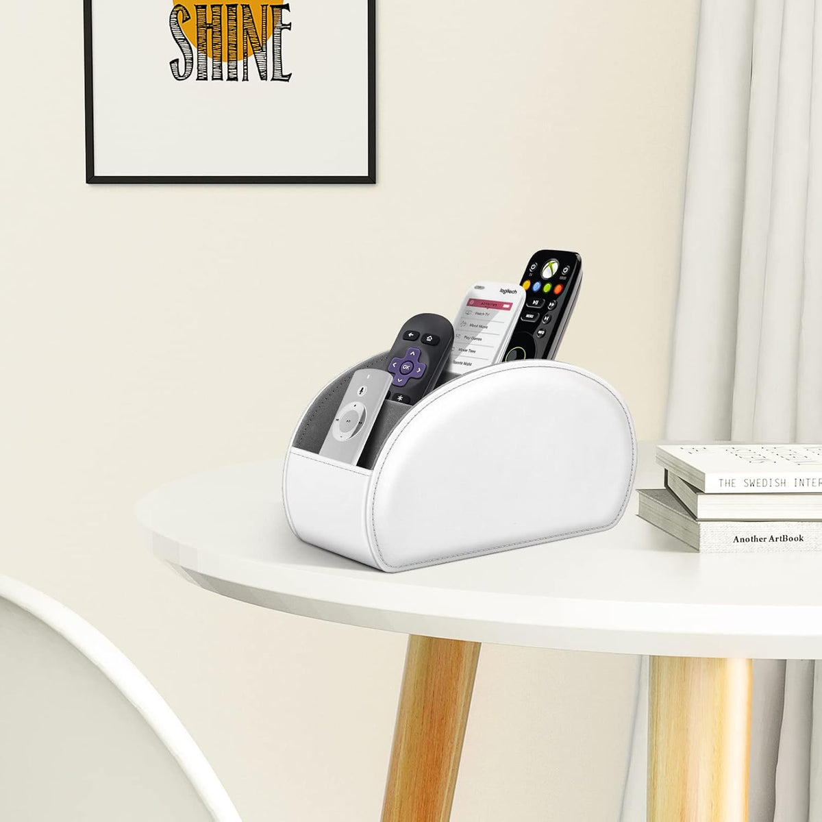 FINTIE Remote Control Holder with 9 Compartments Vegan Leather