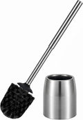 SUS304 Stainless Steel Toilet Brush and Holder Set Stain Nickle 12In Handle BristlesToilet Bowl Brush Cepillo para Baños Bathroom Brushes Cleaning Brush with Case Anti-Rust Brushed Silver