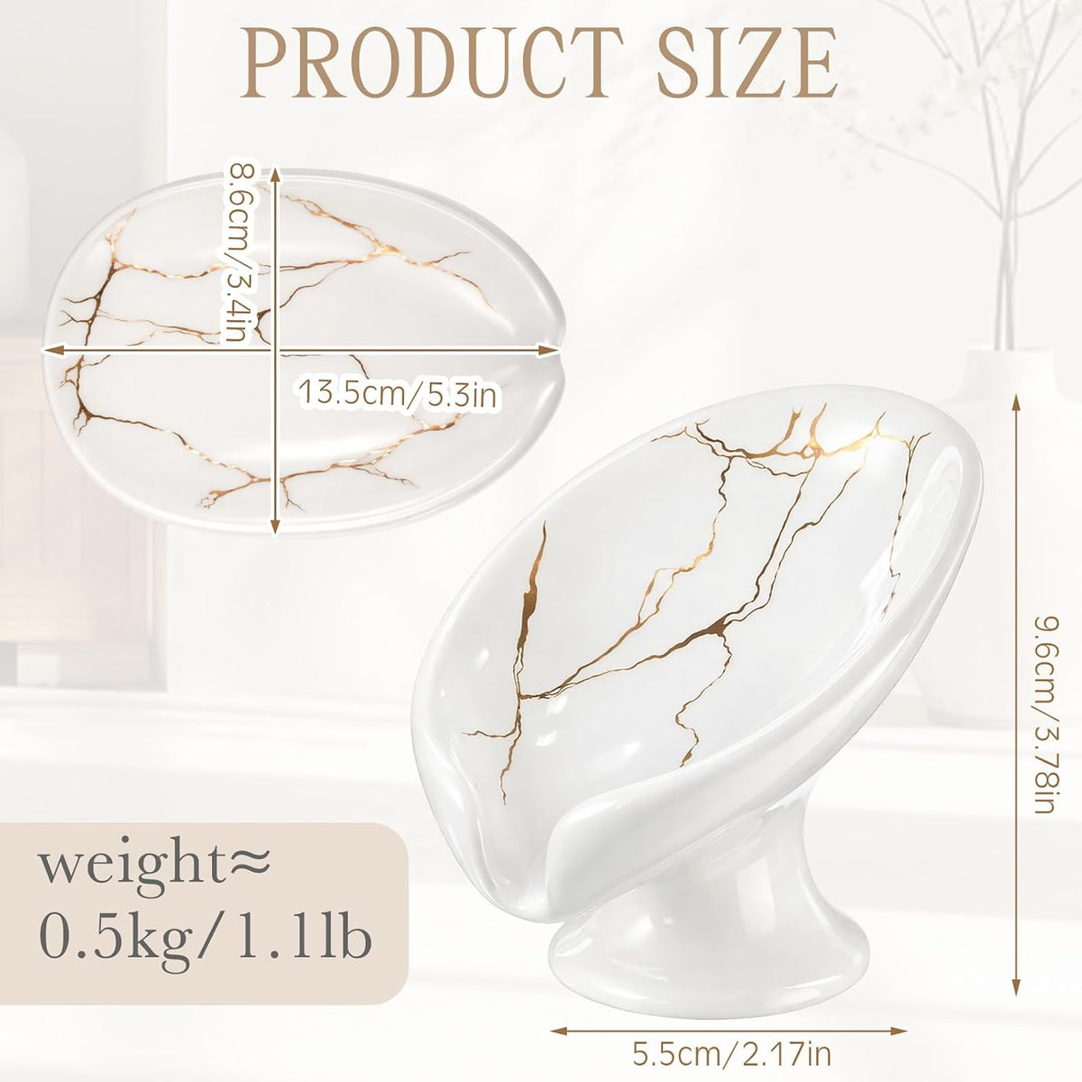 2 Pack Ceramic Soap Bar Holder Leaf Shaped Soap Dish, White