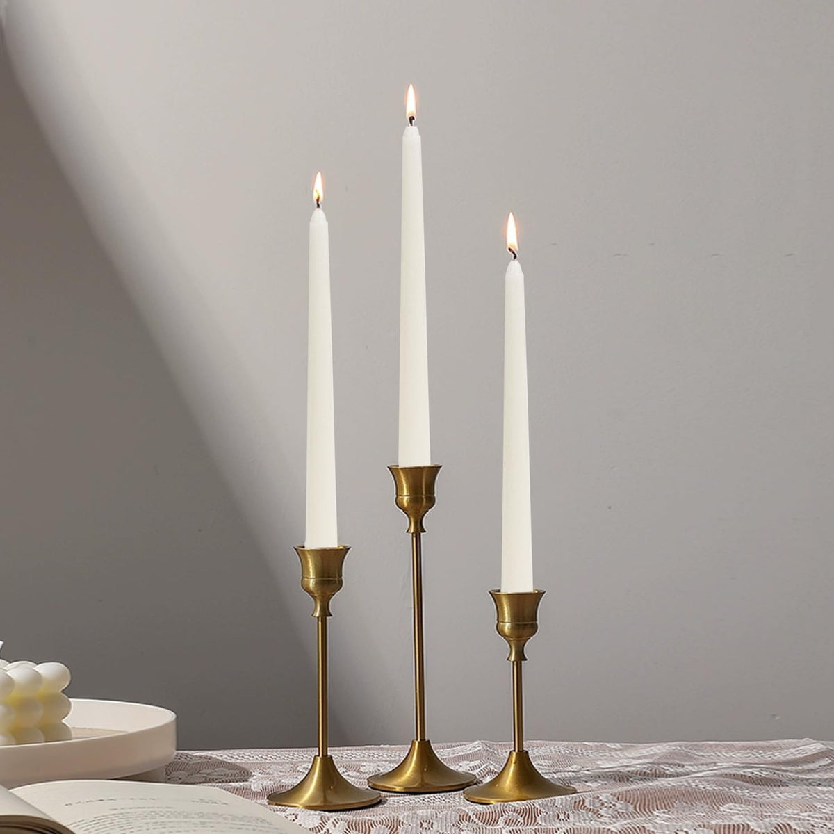 12 PCS White Taper Candles, 10 Inch Unscented Long Candles White, Low Heat Romantic Candlesticks for Couples, Wedding, Home, Dinner,