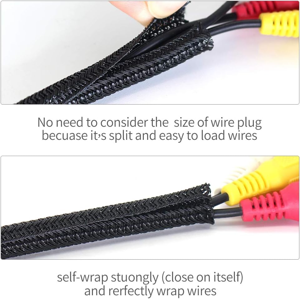 Cable Management Sleeve, Protect Cat from Chewing Cords Cord Protector Wire Loom Tubing Cable Sleeve Split Sleeving for TV/Computer/Home Entertainment Audio Video Cable USB Charger Cable