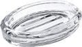 Glass Soap Dish for Bathroom Countertop, Shower, Kitchen Sink, Oval Heavy Bar Soap Holder with Raised Ridges, Transparent, 1 Pack