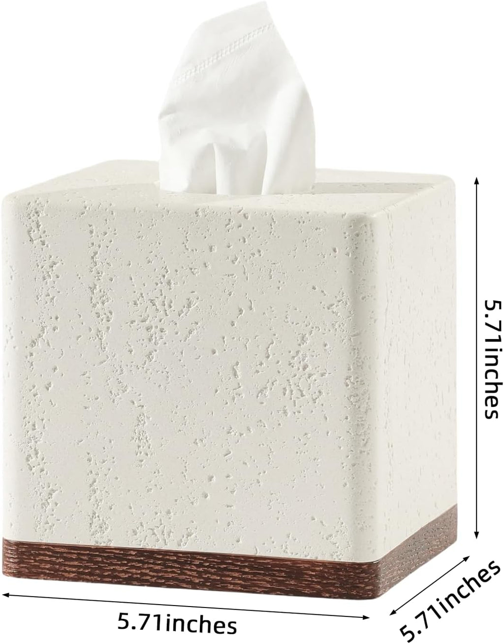 Tissue Box Cover Square, Modern Facial Tissue Holder, Off White Wooden