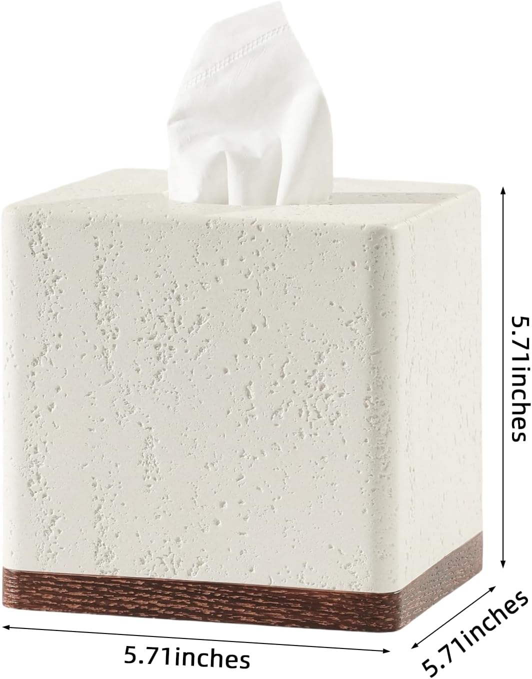 Tissue Box Cover Square, Modern Facial Tissue Holder, Off White Wooden