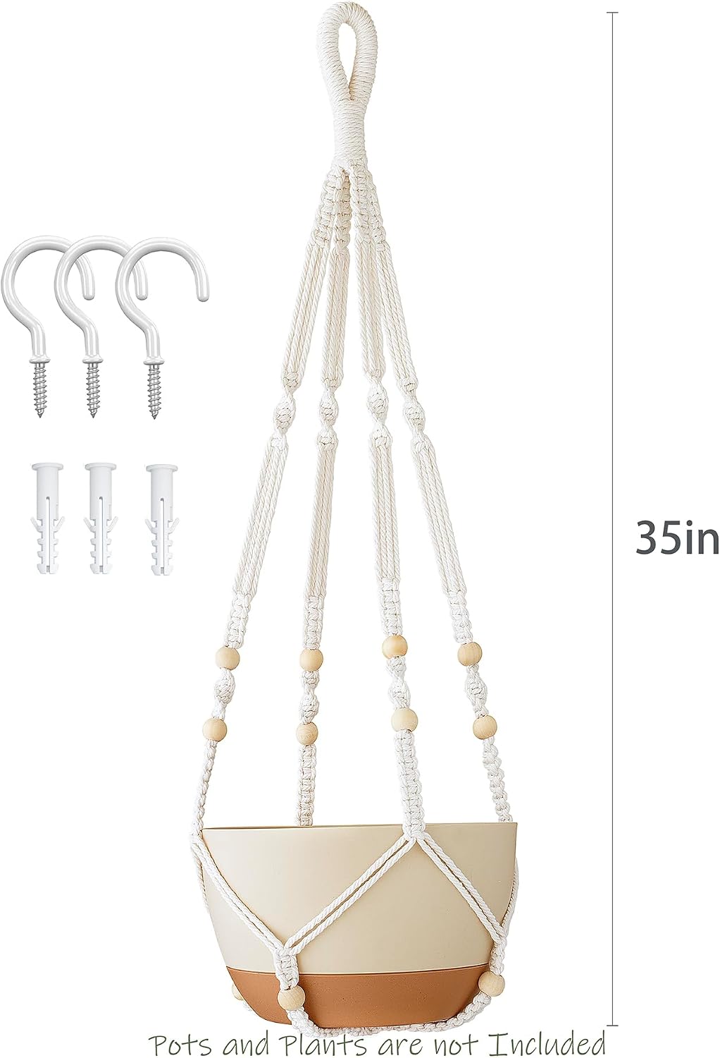 3 Pack Macrame Plant Hanger Indoor Hanging Plant Holder Ivory