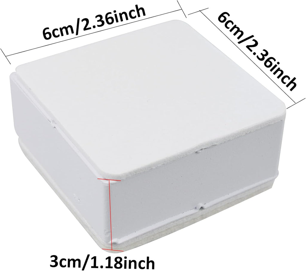 4PCS 1.2Inch Self-Adhesive Square Furniture Riser, White Carbon Steel Bed Table Sofa Lift Riser, Heavy Duty Couch Cabinet Riser, Adds 1.2 Inch Height with Felt Pad
