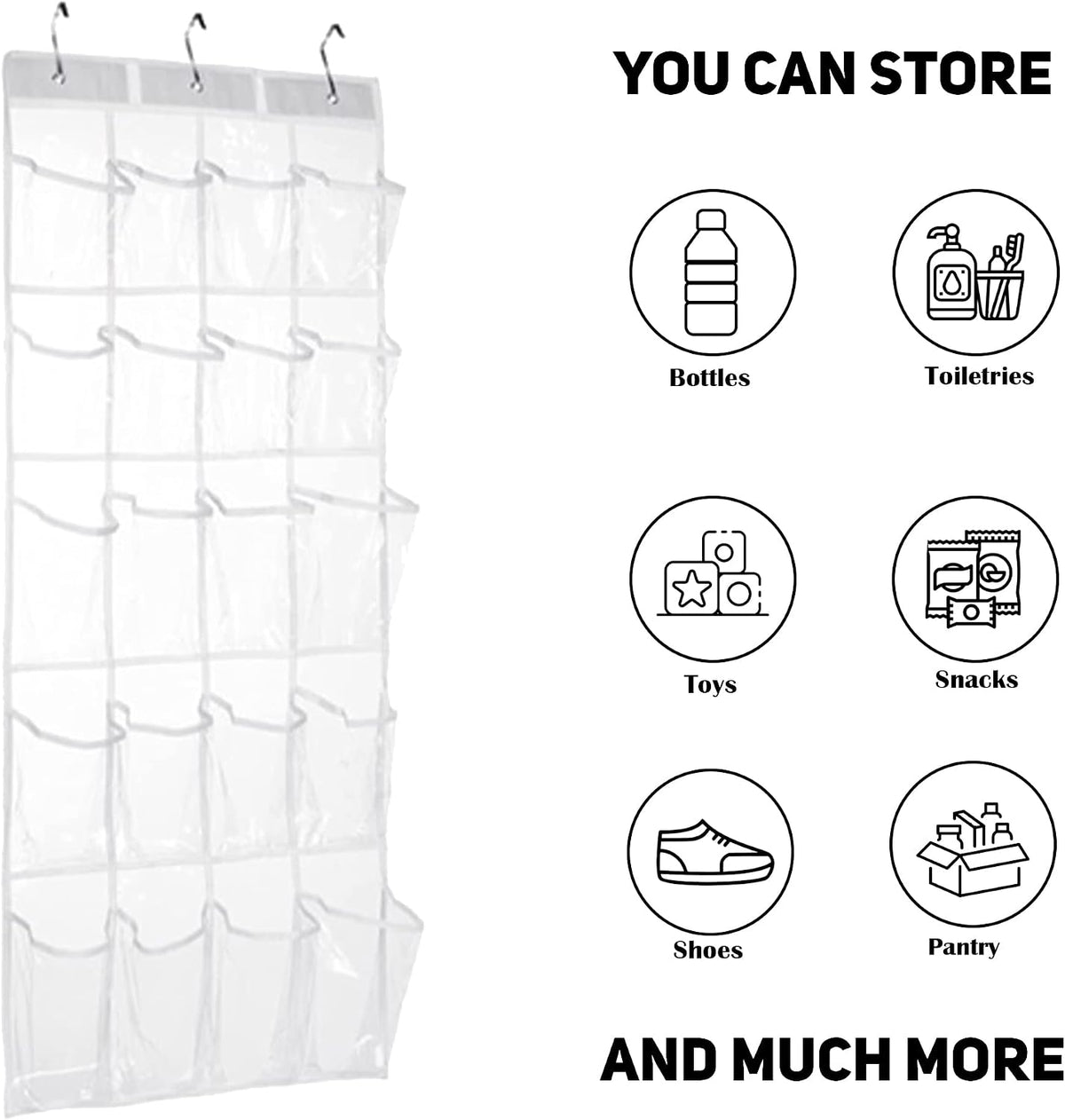 HomeRoots 2 Pack Minimalist Clear Over the Door Organizer with 20 Pockets, Over Door Organizer for Pantry, Bathroom, Closet Storage Door Organizer for Shoes and Toys