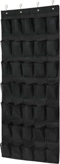35 Pocket Over Door Shoe Organizer with 4 Metal Hooks（Black）