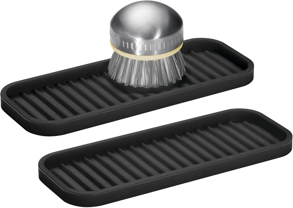 iDesign Silicone Kitchen Sink Tray for Countertops - Set of 2 - Black