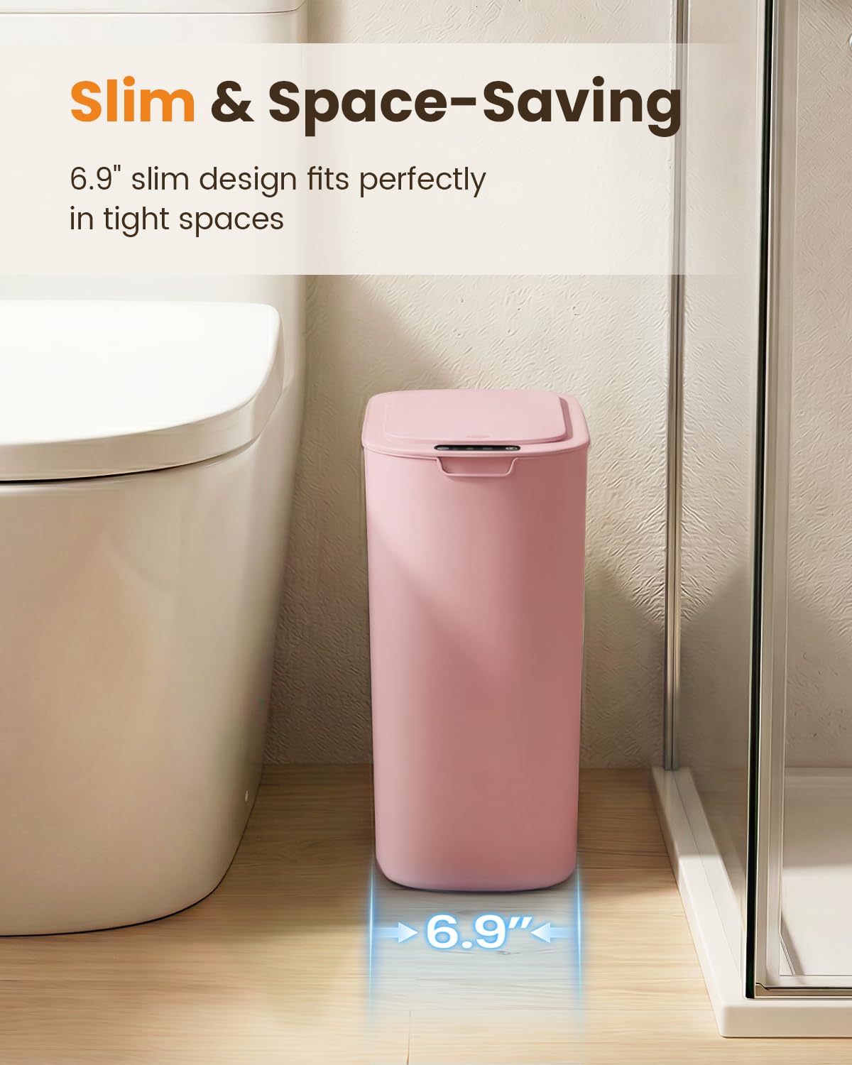 Cesun 5 Gallon Automatic Bathroom Trash Can with Lid, Pink, Touchless