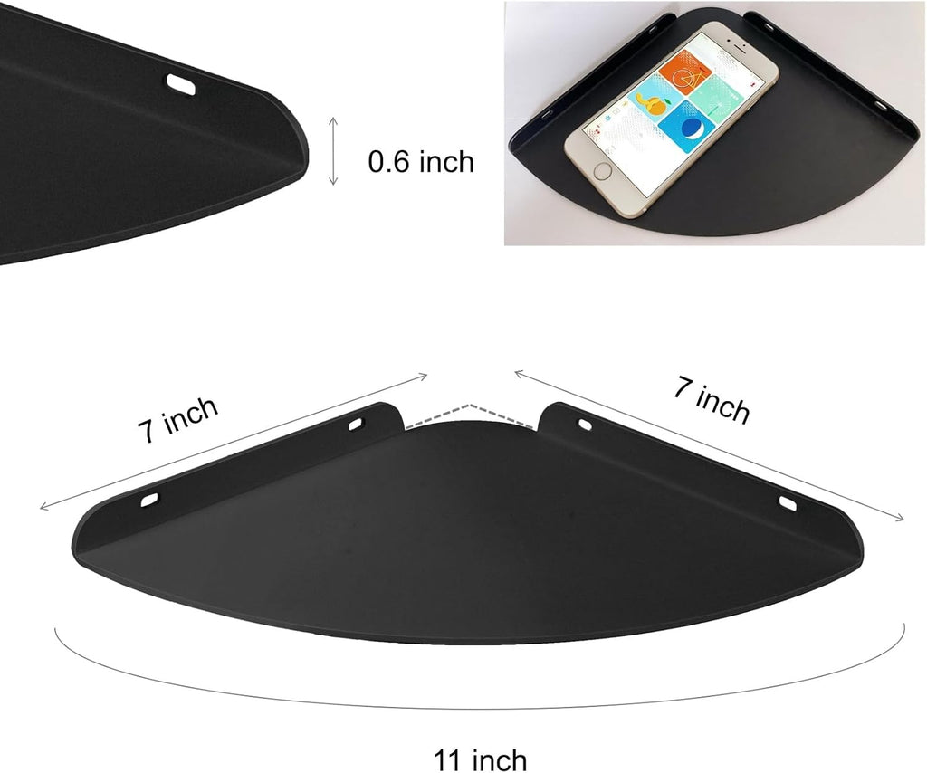 Small Tiny Metal Floating Corner Shelves, 7 x 7 x 0.6 Inches，1pcs, Black