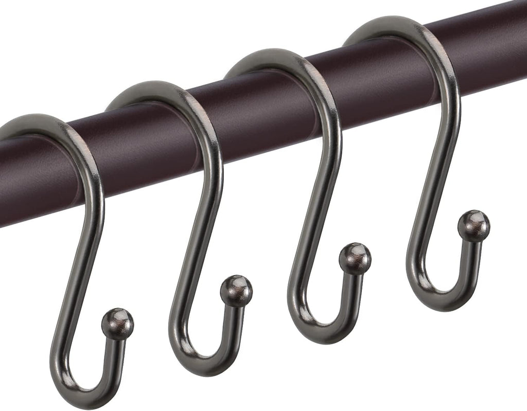 Bronze Shower Curtain Hooks,Rust Proof Shower Rings for Shower Curtain, Set of 12 CHICTIE Oil Rubbed S Shaped Decorative Shower Curtain Hooks Hangers for Bathroom Curtains,Clothing, Towels, etc