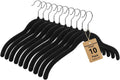 Whitmor Spacemaker Velvet Clothes Hangers, Non-Slip Flocked Dress & Shirt Hangers with Contoured Shoulders, Slim Space Saving Closet Hangers with Chrome Hook, Black, 10 Pack