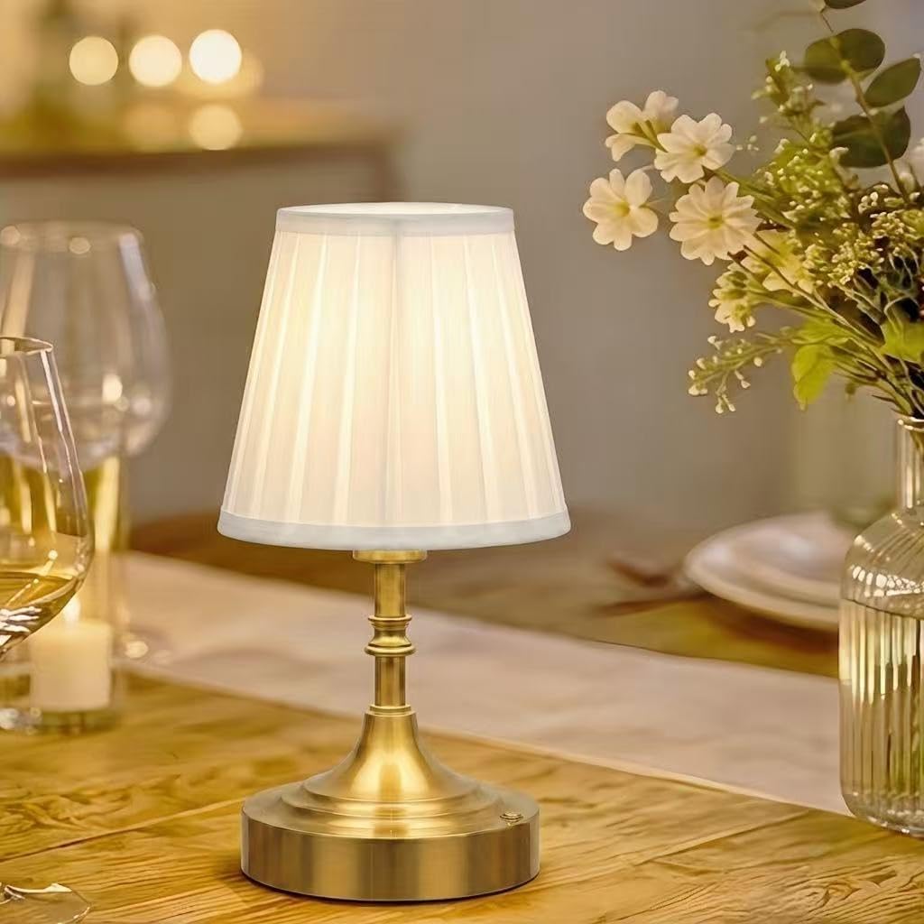 Gold Small Cordless Table Lamp Rechargeable,Mini Lamp - Kitchen Countertop