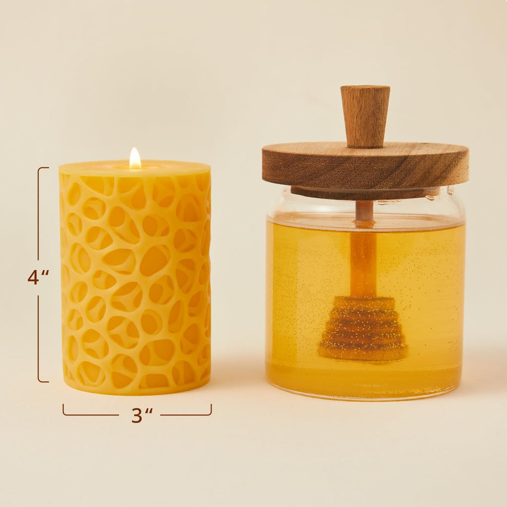 Ashlux Beeswax Pillar Candles 3x4 inch, 100% Pure Beeswax Candles
