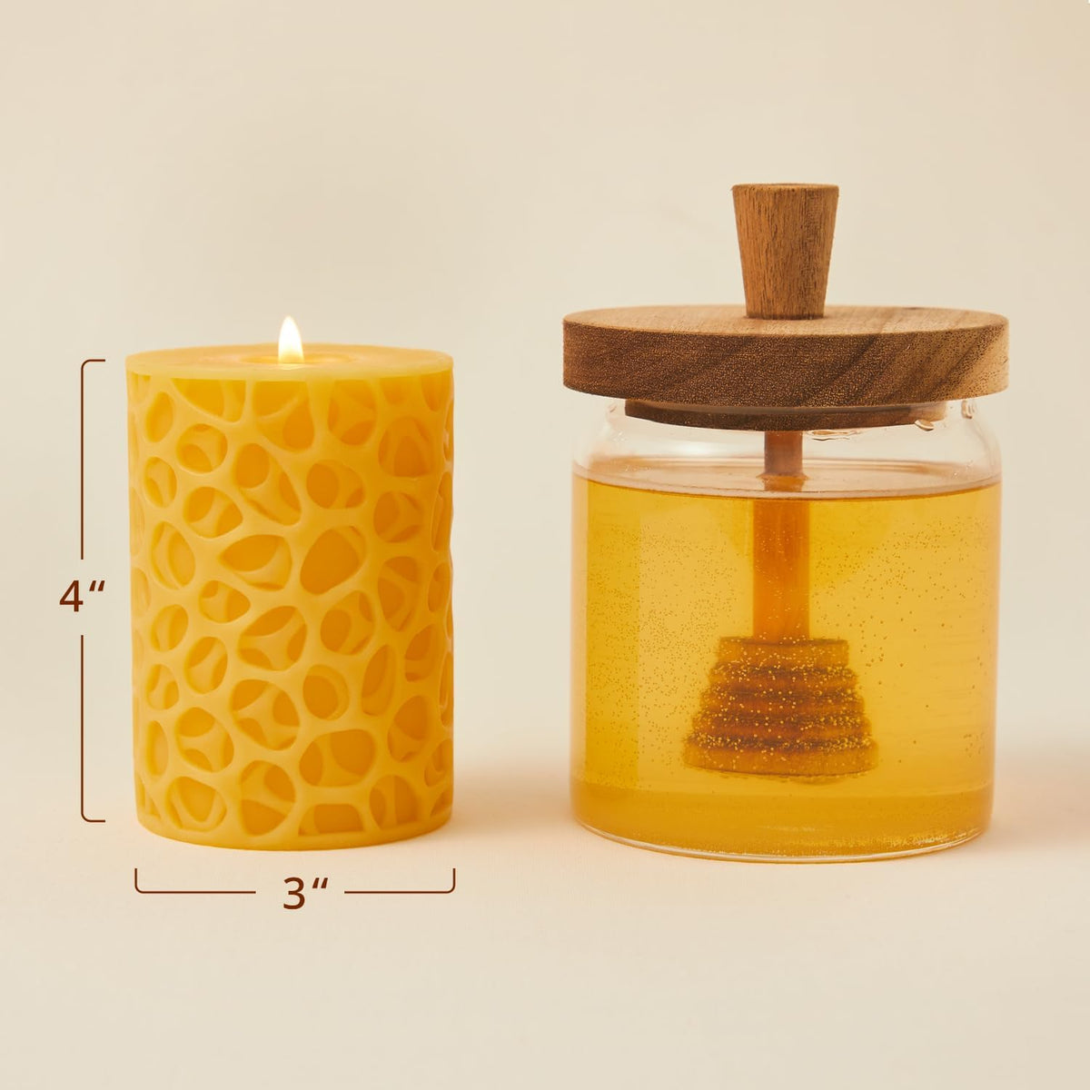 Ashlux Beeswax Pillar Candles 3x4 inch, 100% Pure Beeswax Candles