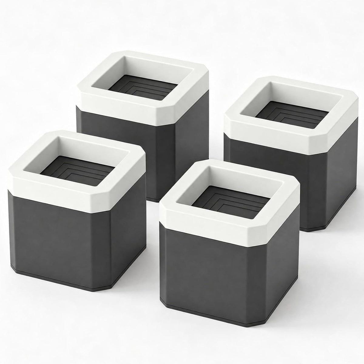 Bed Risers 3 Inch, 4pack Black Square Furniture Risers for 1100lbs