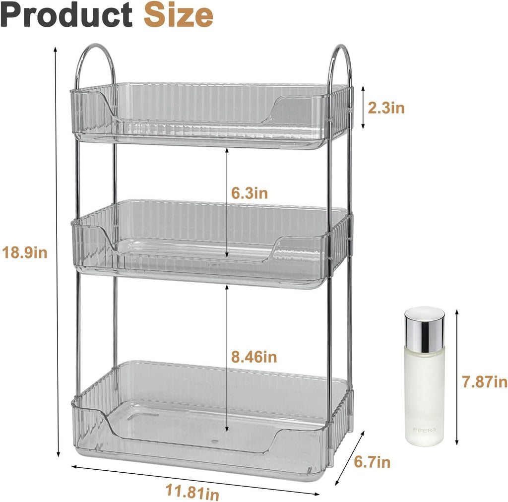 Goderewild 3-Tier Bathroom Counter Organizer, Gray Makeup Organizer