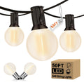 50FT LED Outdoor String Lights with 52 (2 Spare) Frosted Patio Shatterproof Bulbs,Commercial Grade Waterproof Patio Lights,Decorative for Garden Christmas Patio,Backyard, Balcony