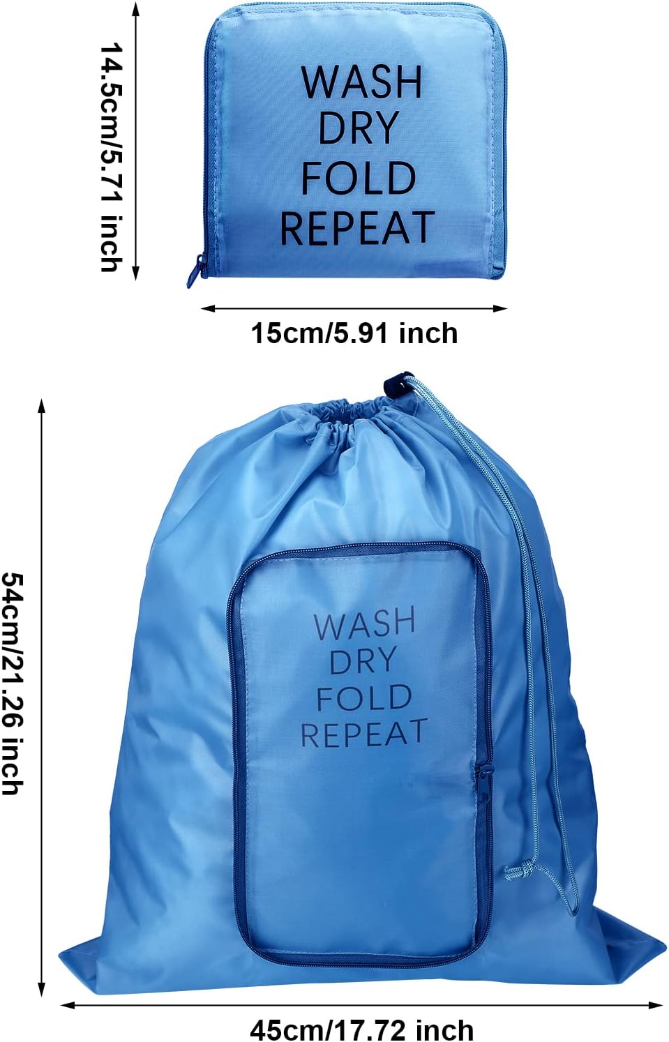 Boao 2 Pcs Travel Laundry Bag with Drawstring Zipper