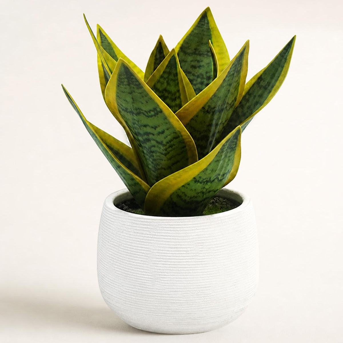 8" Fake Snake Plant in White Ceramic Pot,Small Fake Plant