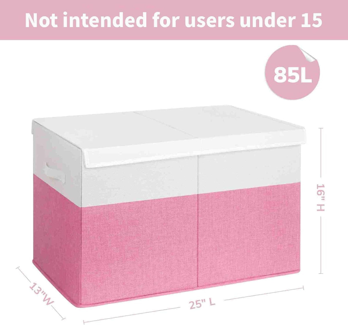 INDRESSME 85L Large Collapsible Toy Storage Box, Pink & White