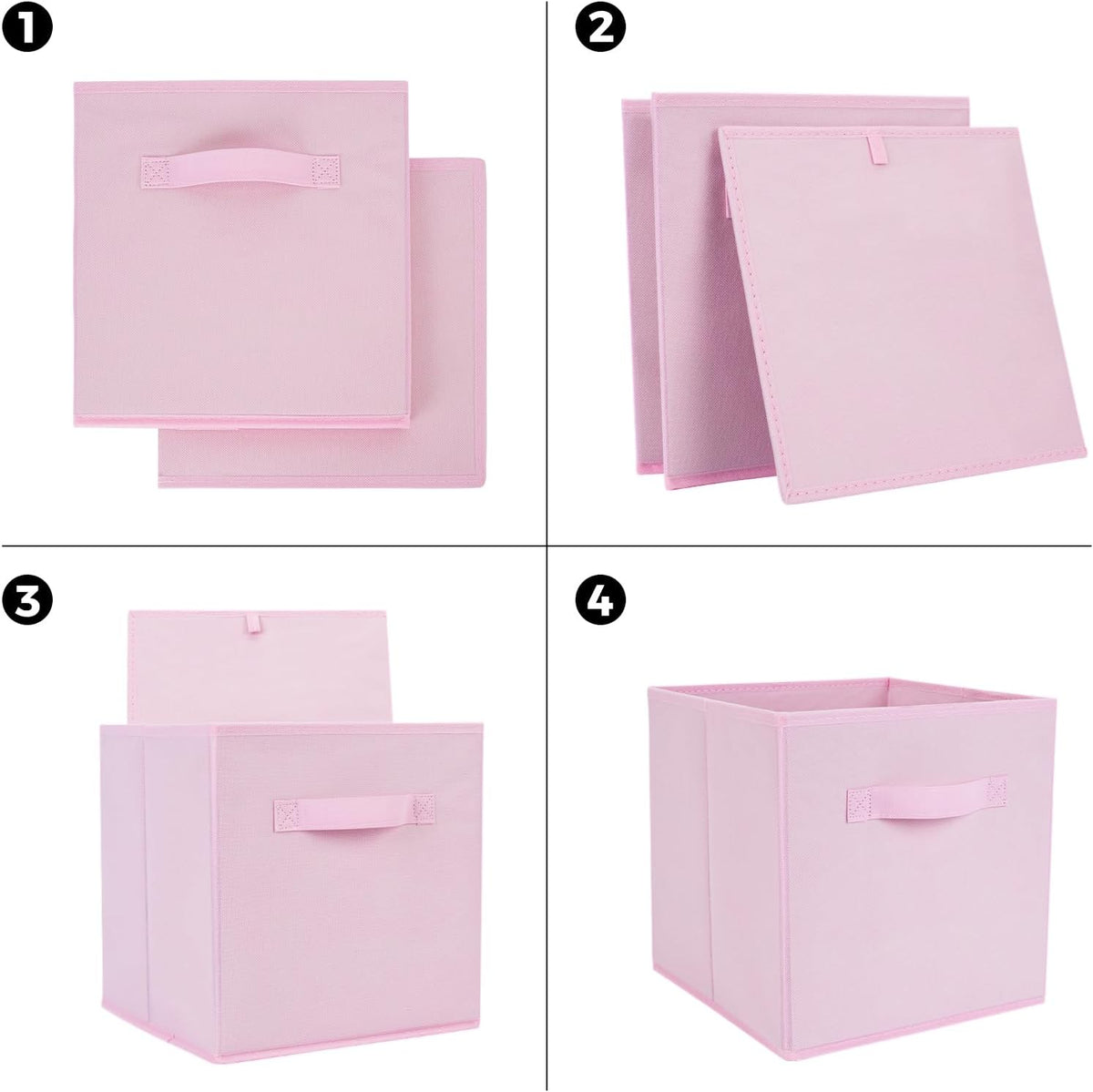 Life Hacks Fabric Storage Bins 8 Pack 11 inch Foldable Storage Cubes with Reinforced Handles Fun Colored Durable Cube Storage Bin for Home, Playroom, Closet Organizers and Storage, Pink