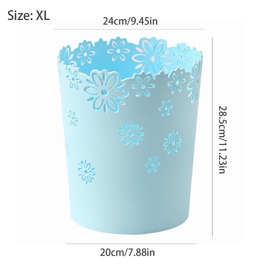 Small Blue Trash Can Wastebasket 3.6 Gallon Bathroom Garbage Can