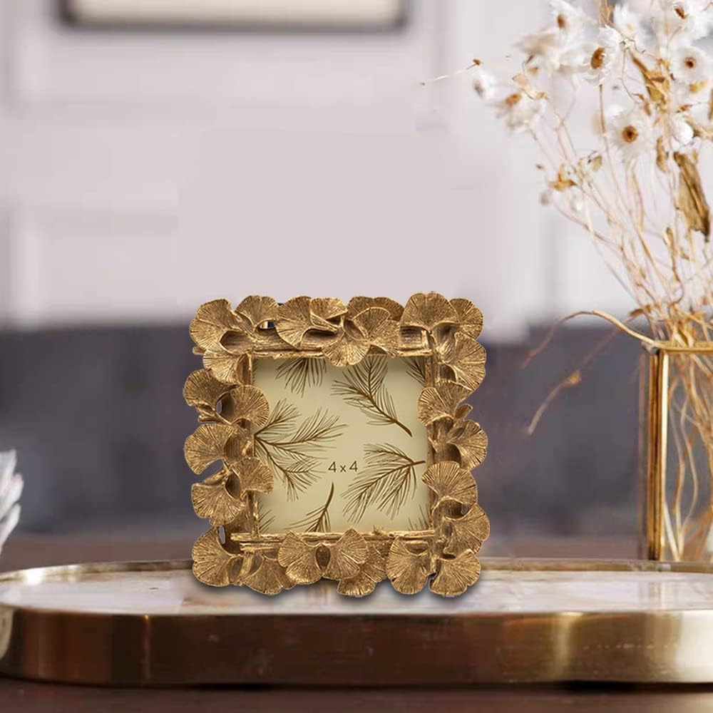 4x4 Vintage Picture Frame, Small Antique Gold Frame Square
