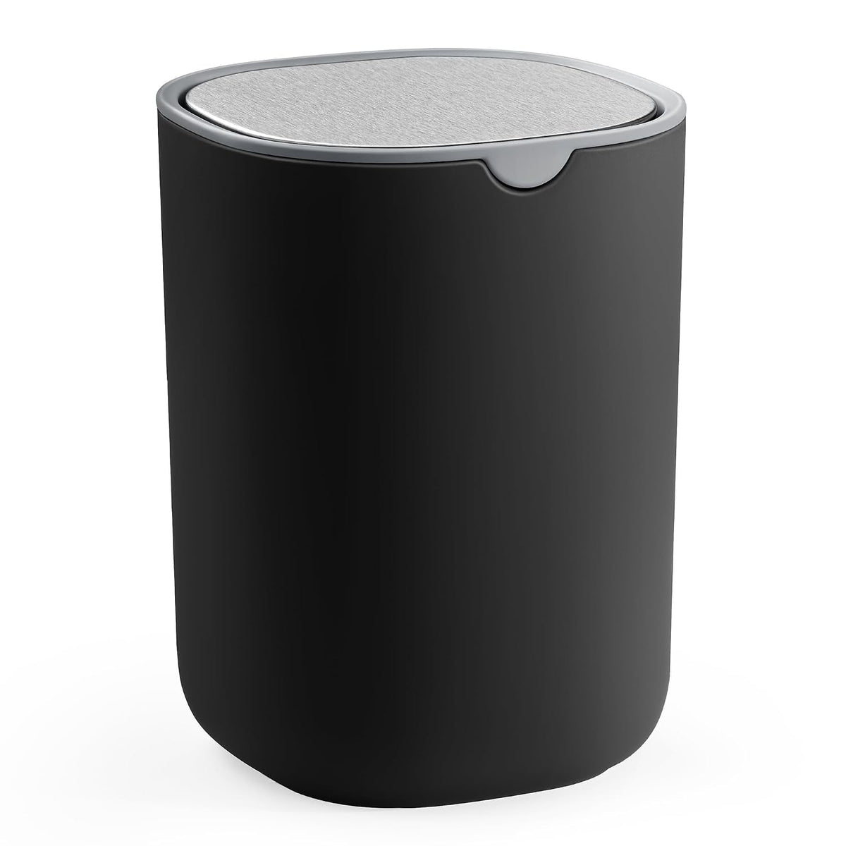 SONGMICS Mini Desk Trash Can, Round, Stainless Steel Swing Lid, 0.7 Gal.