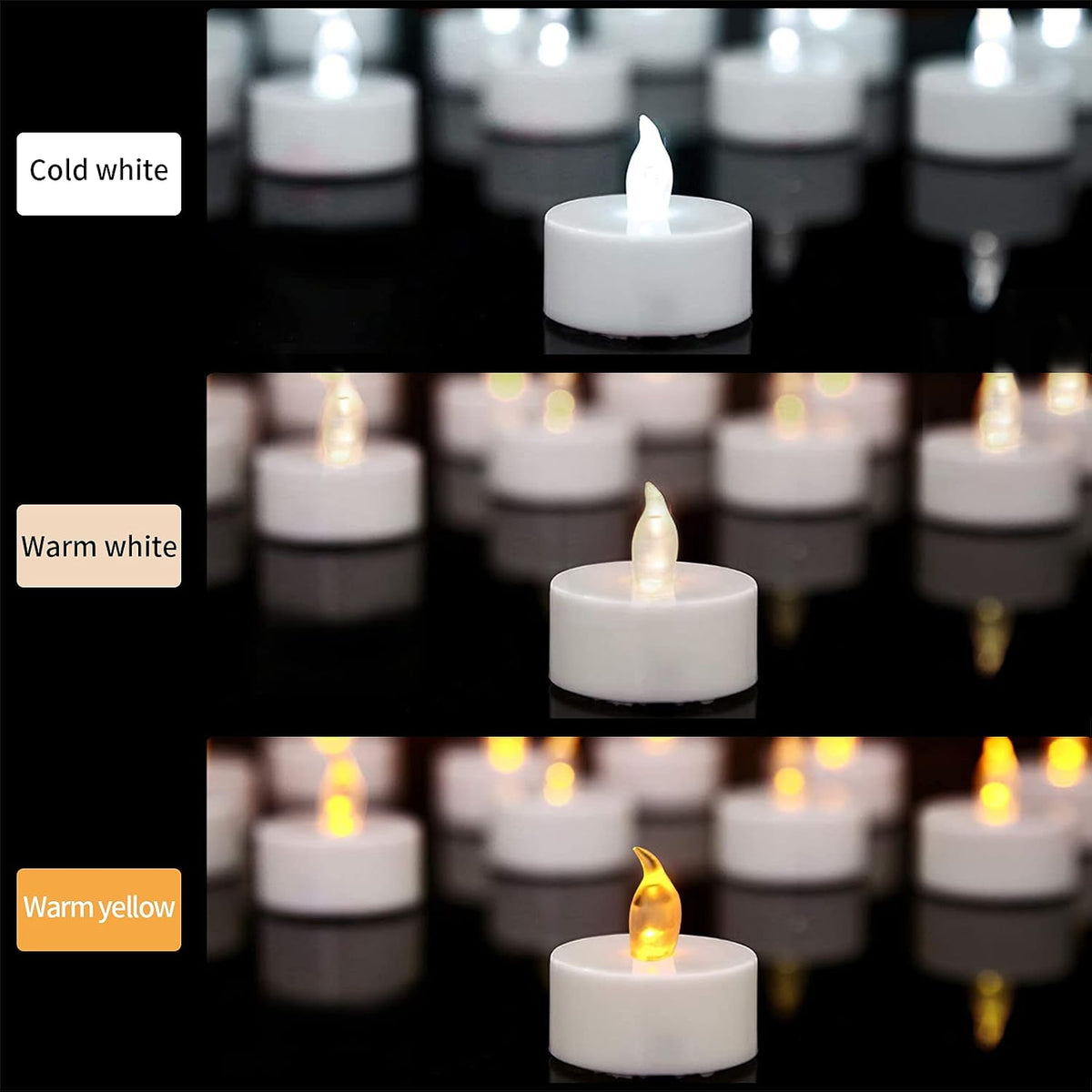 VETOUR 12pcs LED Tea Lights,Battery Operated Tealights Candles Realistic Flickering Pumkin TeaLight Candle Long Lasting Electric Fake Candles Decoration Cold White Light