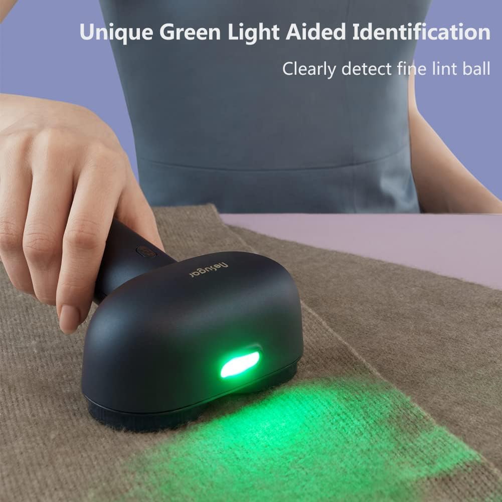Nesugar Dual-Head Fabric Shaver and Lint Remover, Electric Sweater Defuzzer with Green Light Detection, 3 Speeds, M5