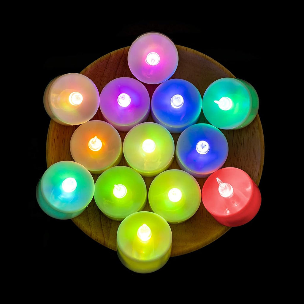 BEICHI 24Pack Color Changing LED Tea Lights,200+ Hours Life,White Body
